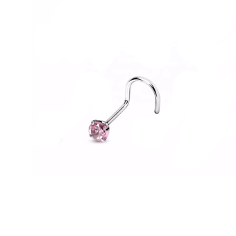 Пирсинг в крыло носа Циркон Розовый Диаметр 2,5 мм Толщина 0,8 мм