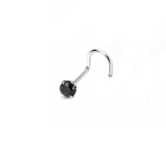 Пирсинг в крыло носа Циркон Черный Диаметр 2,5 мм Толщина 0,8 мм