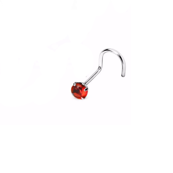 Пирсинг в крыло носа Циркон Красный Диаметр 2,5 мм Толщина стержня 0,8 мм 